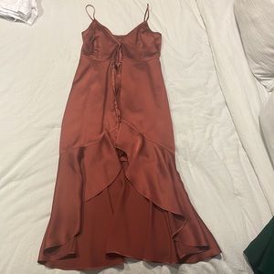 Abercrombie brown ruffle silk dress